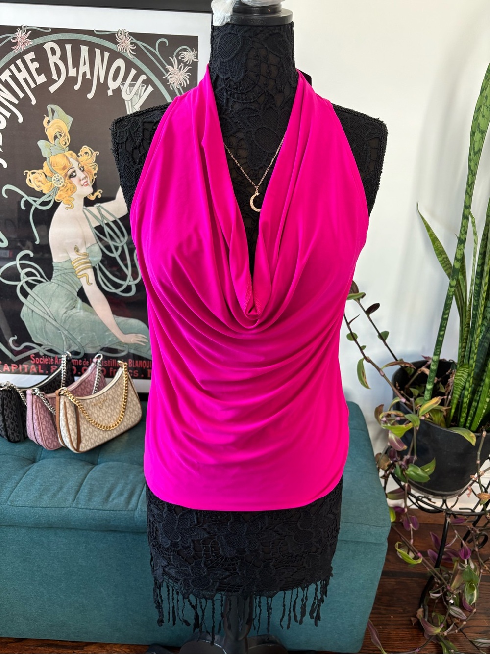Express Draped Halter Camisole in Fuchsia